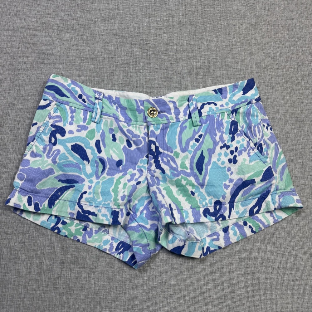 Lilly Pulitzer The Walsh Shorts Womens 2 Multicolor Chino Flat Front 3" Inseam